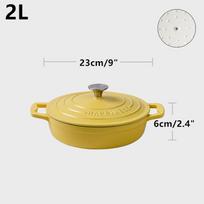 23cm emaliuotas ketaus puodas (Dutch oven) 2 kvartų sunkus sriubos puodas, troškintuvas duonos kepimui ir troškinimui, virtuvinis nelimpantis troškintuvas