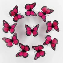 New 10Pcs 4.72 In Monarch Butterfly Decoration Stickers Fake Butterflies for Crafts Artificial Wall 3D Home Decor rožinė raudona spalva