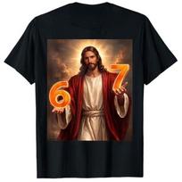 Y2k Humoro Dievas Šeši Septyni Jėzus 67 Memas Juokingas Grafinis Marškinėlis Mada Jėzus Krikščioniškas Tikėjimas Streetwear Naujoviškas Užrašas Marškinėliai Viršus M