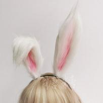 Originalūs Rankų Darbo Lolita Sulankstomos Gyvūnų Ausys KC Triušio Ausys Plaukų Aksesuarai Smeigtukas Lankelis Lolita su Pliušu white