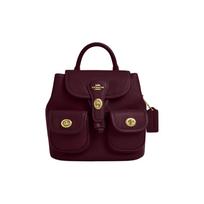 Coach Hadley 23 Gold Accessories Exquisite Pebble Grain Smooth Leather Backpack Medium Women Backpack Deep-Burgundy CBH09-IMORX Basic Set (Bag+Dust Bag)