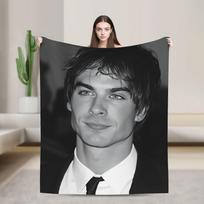 Damon Salvatore Blankets  Camping Flannel Throw Blanket For Outdoor Warm Soft Custom Quality Bedspread Gift 75x90cm