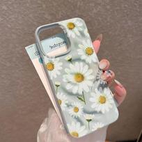Daisies Matte Silicone Case For Iphone 13 12 11 16 15 14 17 Pro Max Anti-Fingerprint Ultra Thin Cover iphone 14 žalia