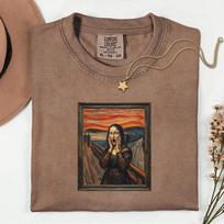 Mona Lisa The Scream Parody Shirt, Renaissance Art Meme Tee S gray