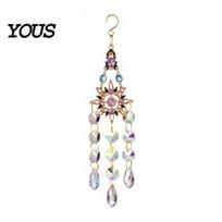 Outdoor Wind Chime Silver Crystal Suncatcher, Star Moon Heart Prism Hanging With Crystals Ornament, Rainbow Light Catcher Decor for Window Patio A