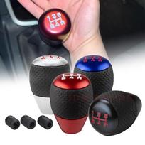 Arrival Universal Racing 5 Speed Car Gear Shifter Knob Leather Aluminium Manual Automatic Alloy Gear Shift Knob Shift Lever raudona