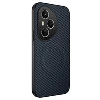 Phone Case for Honor 200 400 Pro 200 400 Lite Luxury Carbon Fiber Leather for Magsafe Magnetic Back Shockproof Bumper Cover Case Honor 200 Pro mėlyna