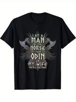 Viking Norse Mythology T-Shirt, Odin Rune & Viking Print Norse Text Design 'I Am M