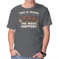 Unisex Crew Neck T-Shirt Where The Magic Happens Graphic Short Sleeve Casual Tee S