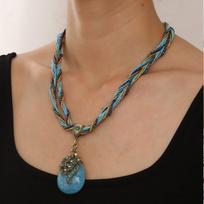 High Quality Bohemia Necklace Fashion Retro Necklace New Tassel Pendant  Women tamsiai mėlyna spalva