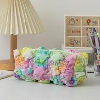 Korean Style Rainbow Color Pen Holder With Big Storage And Polyester Construction For Daily Use žalia