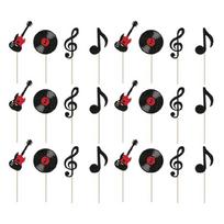 24Pcs Black Musical Notes Cupcake Toppers Shimmery Paper Cake Inserts Perfect for Birthday and Anniversary Parties 1