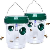 Lot Of 2 Outdoor Wasp Traps, Solar Powered Wasp Killer with LED UV Light Reusable Insect Traps Attr[362]