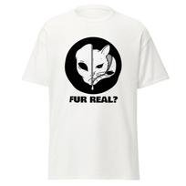 Fur Real? Mens Classic T Shirt Alien Unzipping to Cat Face Graphic Tee L