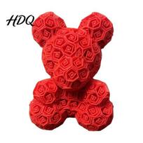 Valentine Day Figure Romantic Rose Ornament Bear Decorative Sculpture for Texture Ornament raudona