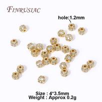 Fashion 18K Gold Plated Inlay Zircon Round Spacer Beads For Needlework Natural Stones Beading Jewelry Making DIY Accessories 2 Pieces