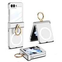 case for Samsung Z Flip 7 6 5 Spinning ring wireless charging magnetic suction case film full-coverage folding protective case Galaxy Z Flip7 sidabras