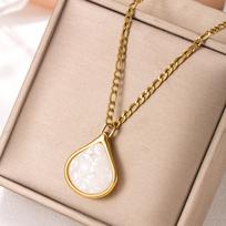 Geometric Waterdrop Zircon Pendant Necklace Women Minimalist 18K Gold PVD Plated Stainless Steel Necklace Fashion Jewelry Gift balta
