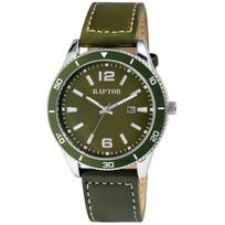 Montre homme - RAPTOR - Simon - Vert - Bracelet cuir 22 mm - Quartz Miyota 2115 - Boîtier 46 mm žalia