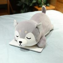 New Huge 35-75CM Cute Corgi & Shiba Inu Dog Plush Toys Kawaii Lying Husky Pillow Stuffed Soft Animal Dolls Children Baby Gift 35cm pilka spalva
