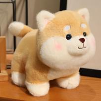 Adorable Smile Shiba Inu Dog Plush Toys Cozy Fluffy Cuddly Knitting Hat Scarf Puppy Doll Lovely Desktop Pets Kids Birthday Gift 26x22 cm