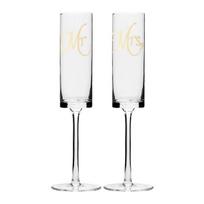 2026+ Mr&Mrs Crystal Champagne Flutes Set of 2,Bride & Groom Toasting Glass,Modern&Elegant, Gift for Wedding,Anniversary China Mainland