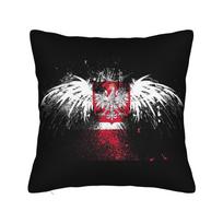 Polish Coat Of Arms Polska Flag Pillowcase Cushion Cover Decorations Arms Of Poland Throw Pillow Case Cover Car Zipper 45*45Cm Peach skin 18*18(CM)-1Pcs