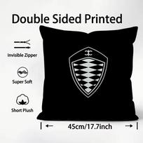 Luxury Car K-Koenigsegg Logo Cushion Cover Plush Fabric Soft Double-Sided Printed Sofa Warm Winter Home Child Gift Pillow Case Peach skin 18*18(CM)-1Pcs