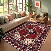 Vintage Bohemia Persian Style Carpet Mat Rug  Red Blue Geometric Pattern Non-slip Washable Living Room Bedroom Home Decoration 40x60cm
