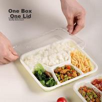 Disposable Food Containers, Four-Compartment Meal Boxes, Food-Grade Takeout Containers, Divided with Thick Lids, Packaging Boxes, 1000ml*50 Sets