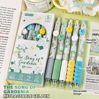 3D Flower Retractable Gel Pens Soft Non-Slip Grip 0.5mm Fine Tip Smooth Ink for Scrapbooking Diary Writing Office Use E