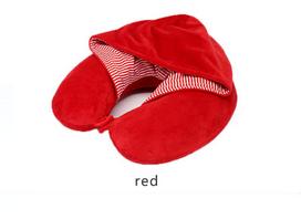 Hood High Quality Memory Foam Neck Support U-Shaped Pillow Travel Cap Adult Cervical Protective Pillow raudona