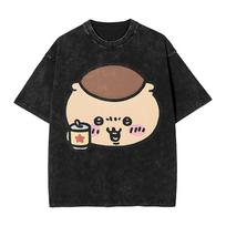 Cute Chiikawas Chikuwa Friends Kawaii Food Washed T Shirts Streetwear HipHop Vintage TShirt Tee Shirt Men Women Oversize Summer 2XL