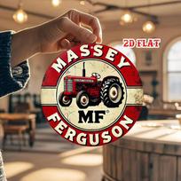D Flat pc Massey Ferguson Round Aluminum Sign Vintage Tractor Metal Tin Sign Emblem Design X Round Aluminum Sign 20x20cm(8x8inch) black