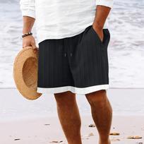 Men's Casual Stylish Striped Multi-color Five-pocket Pants / Men's Drawstring Breathable Beach Shorts L juoda