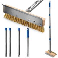 Pizza Oven Brush, Brass Wire Brushes with Scraper and Detachable 60.2inches Long Handle for Commercial Pizzaoven Cleaning, Kitchens Cleaning Brush D001