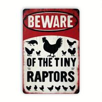 Vintage Tin Sign Raptor Chicken Rustic Farmhouse Metal Wall Art x Inch PreDrilled Easy Hanging 20x30cm（7.8x11.8inch）