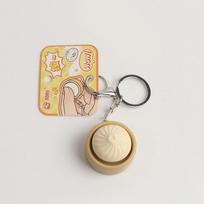 Simulation Bun Keyboard Clicker Keychain Mini Steamed Bun Fidget Toy Stress Relief Decompression Gift Key Backpack Pendant