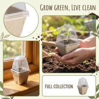 Root Control Seedling Cup with Ventilation Lid, 6cm Square, 4 Drainage Holes and Lid for Plant Nursery One Size smėlis