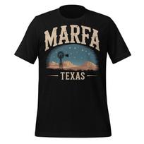 Marfa Teksasas Dykuma Unisex Marškinėliai Vakarų Vėjo Malūnas Žvaigždėtas Naktis Unisex Retro Marškinėliai M
