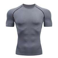 Men's Short Sleeve Compression Sports Shirt: Quick-Drying, Tight-Fit, for Running, Cycling, Basketball, and Fitness. S pilka
