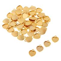 50 vnt. 15x12 mm širdelės pakabuko tuščia bazė kabošonui, papuošalų gamybos dalys 15x12mm auksinė