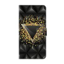 Auksinis miltelių trikampio raštas PU odinis knygos dėklas, skirtas iPhone Samsung Huawei Honor Google Redmi Xiaomi LG Motorola Sony Nokia Oneplus Oppo Realme 9 Pro Plus