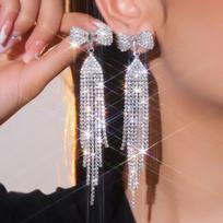 Bridal Earrings Prom Earrings New Advanced Sense Of Long Tassel Bow Earrings Temperament Women's Earrings 1 Pair