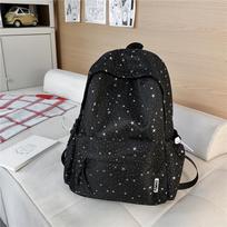 Star Print Student Schoolbag Women's Travel Lightweight Backpack juoda