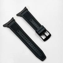 Leather Silicone Strap For Samsung Galaxy Watch 7 Ultra 47mm Sports Women Men Bracelet Band Loop For Samsung Watch 7 47mm Clasp Watch 7 Ultra 47mm juoda balta spalva