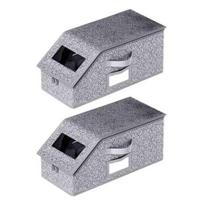 1/2Pcs Hat Storage Box Baseball Cap Organizer with Transparent Window Zipper Closure Dust-proof Stackable Hat Holder Box 2pcs