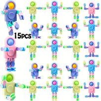 6/12/15pcs Robot Fidget Spinners Transformable Fingertip Gyro Chain Toy Deformable DIY Fidget Sensory Playthings Adults Goodie Pouch -A8094