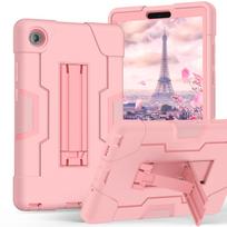 Kickstand Tablet Case for Lenovo Tab One (K9) 2025 8.7inch Model TB305FU PC-Silicone 3-Layers Rugged Heavy Duty Cover Shockproof Tab One (K9) TB305FU rožinio aukso spalvos