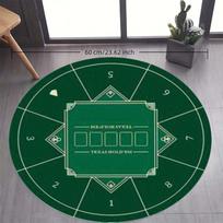 Texas Hold'em Poker Table Round Area Rug, Green Gaming Floor Mat with Numbered Sections for Home Office and Party Decor Diameter 60cm